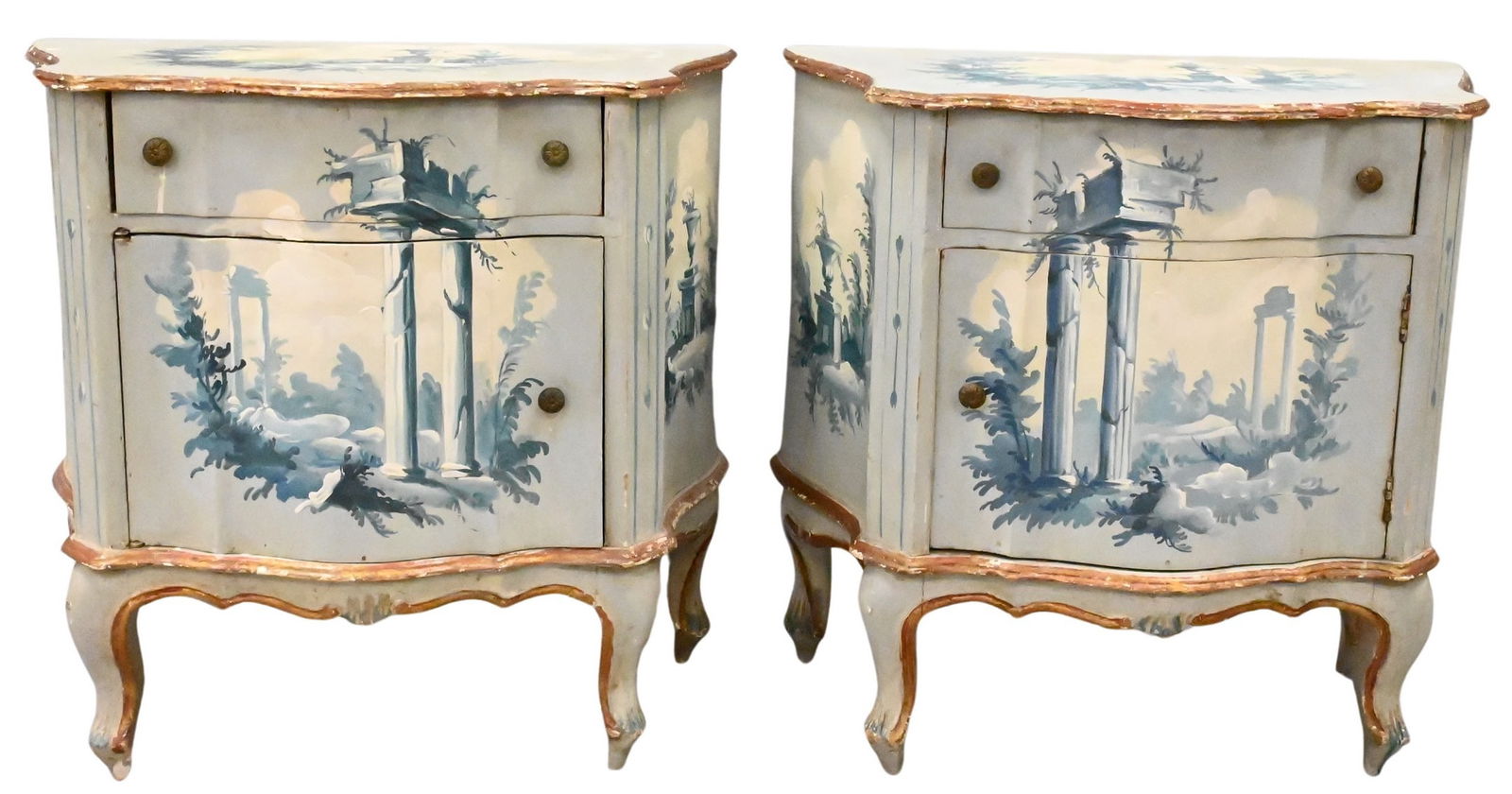 Pair of Venetian Style Painted Low Cabinets (1 of 5)