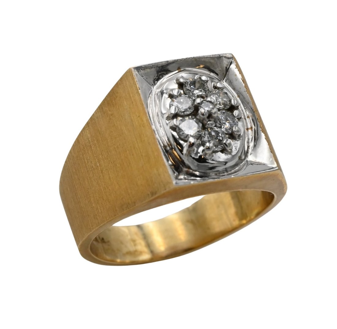 14K Yellow Gold Men's Ring Set with Seven Diamonds (1 of 5)