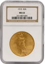 1915 NGC MS63 $20 Saint Gaudens