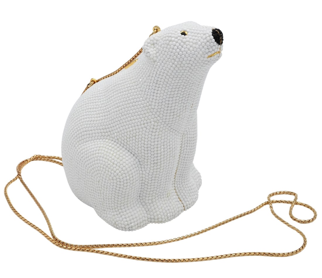 Judith Leiber Full Bead White and Black Crystal Polar Bear Minaudiere (1 of 8)