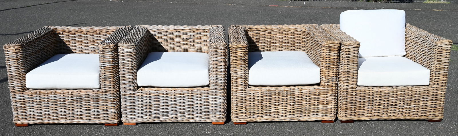 Set of Four Outdoor Wicker Armchairs (1 of 4)