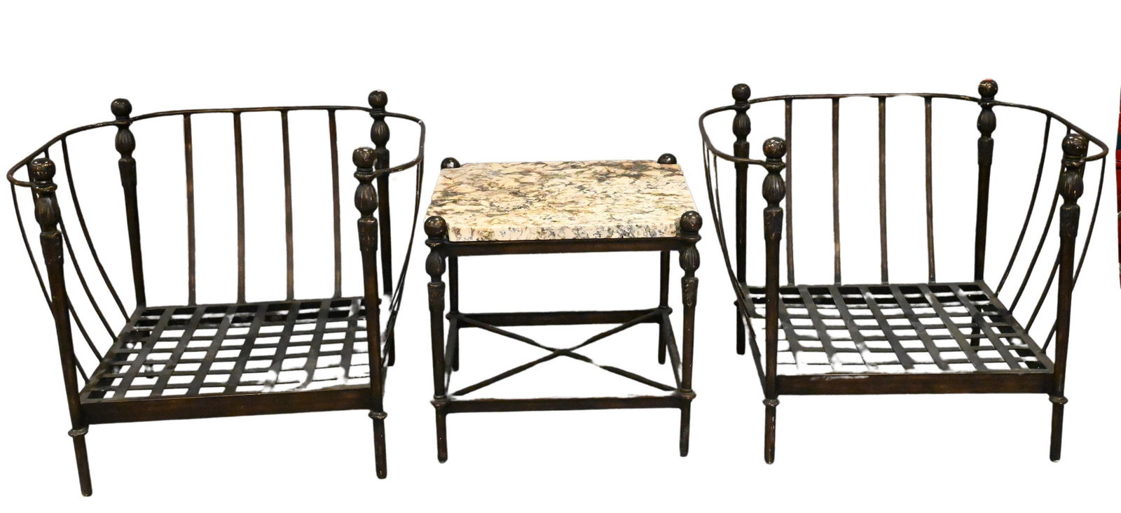 Three Piece Michael Taylor "Montecito" Ebonized Metal Outdoor Patio Set (1 of 3)