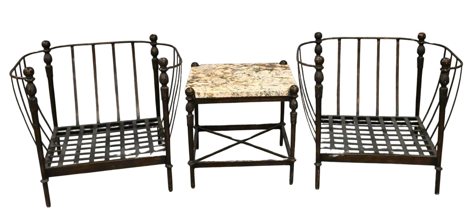 Three Piece Michael Taylor "Montecito" Ebonized Metal Outdoor Patio Set (1 of 8)