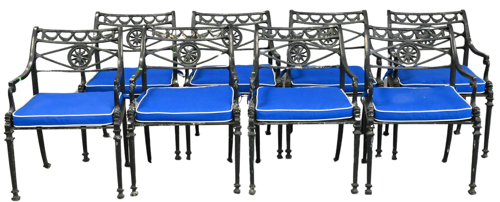 Set of Eight Cast Metal Outdoor Chairs (1 of 6)