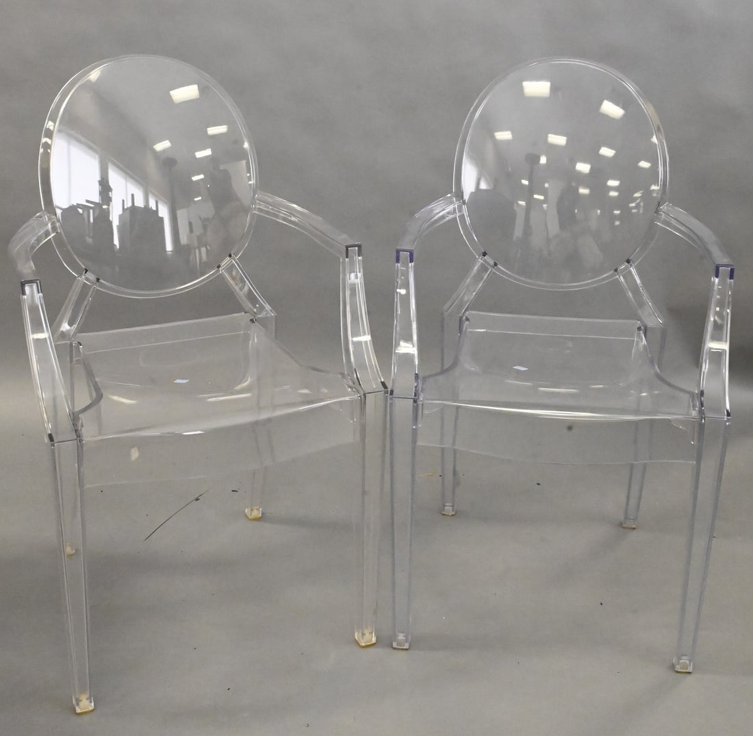 Pair of Philippe Starck Ghost Chairs: Pair of Philippe Starck Ghost Chairs height 37 inches, width 22 inches Provenance: Designer warehouse furnishings from a well-known Greenwich, CT based interior designer
