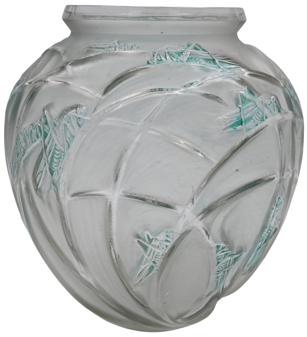 Rene Lalique "Sauterelles" Frosted Vase (1 of 6)