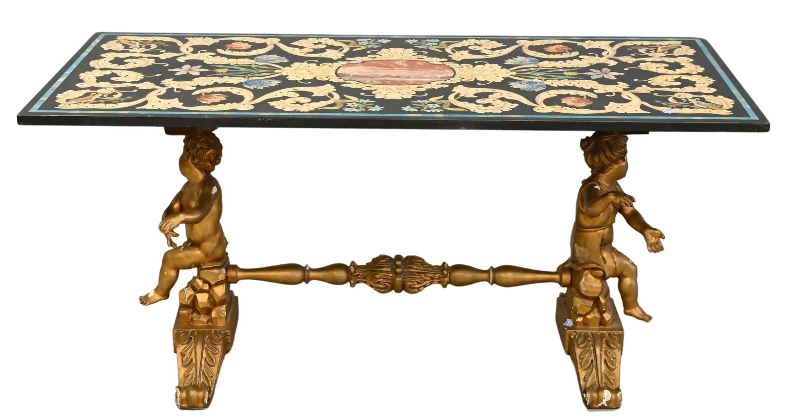 Slate Top Coffee Table having Faux Pietra Dura Top (1 of 6)