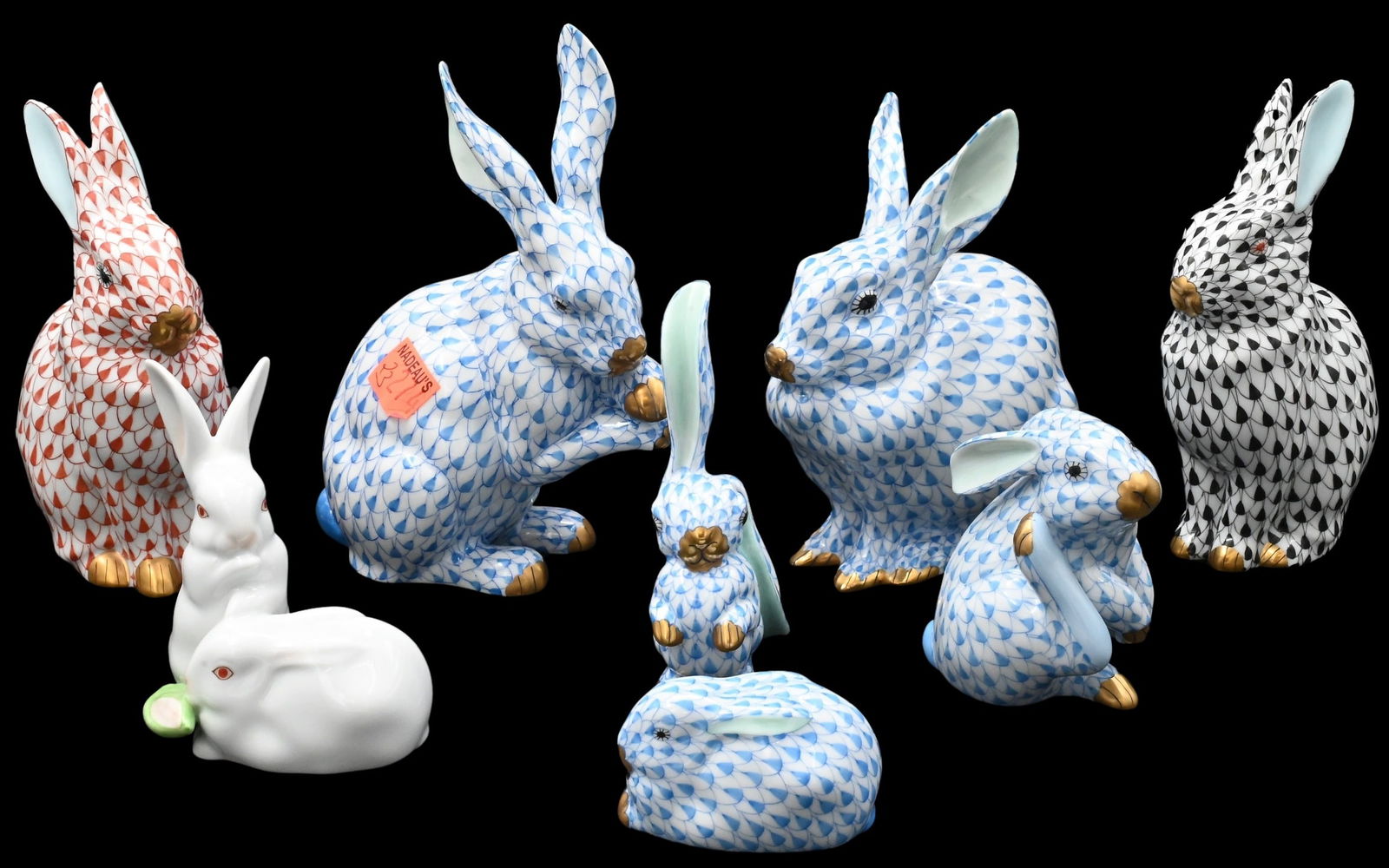 Group of Eight Herend Porcelain Rabbits (1 of 8)