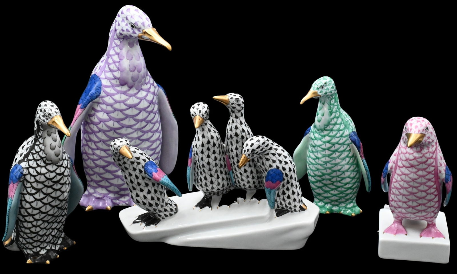 Group of Five Herend Porcelain Penguins (1 of 6)