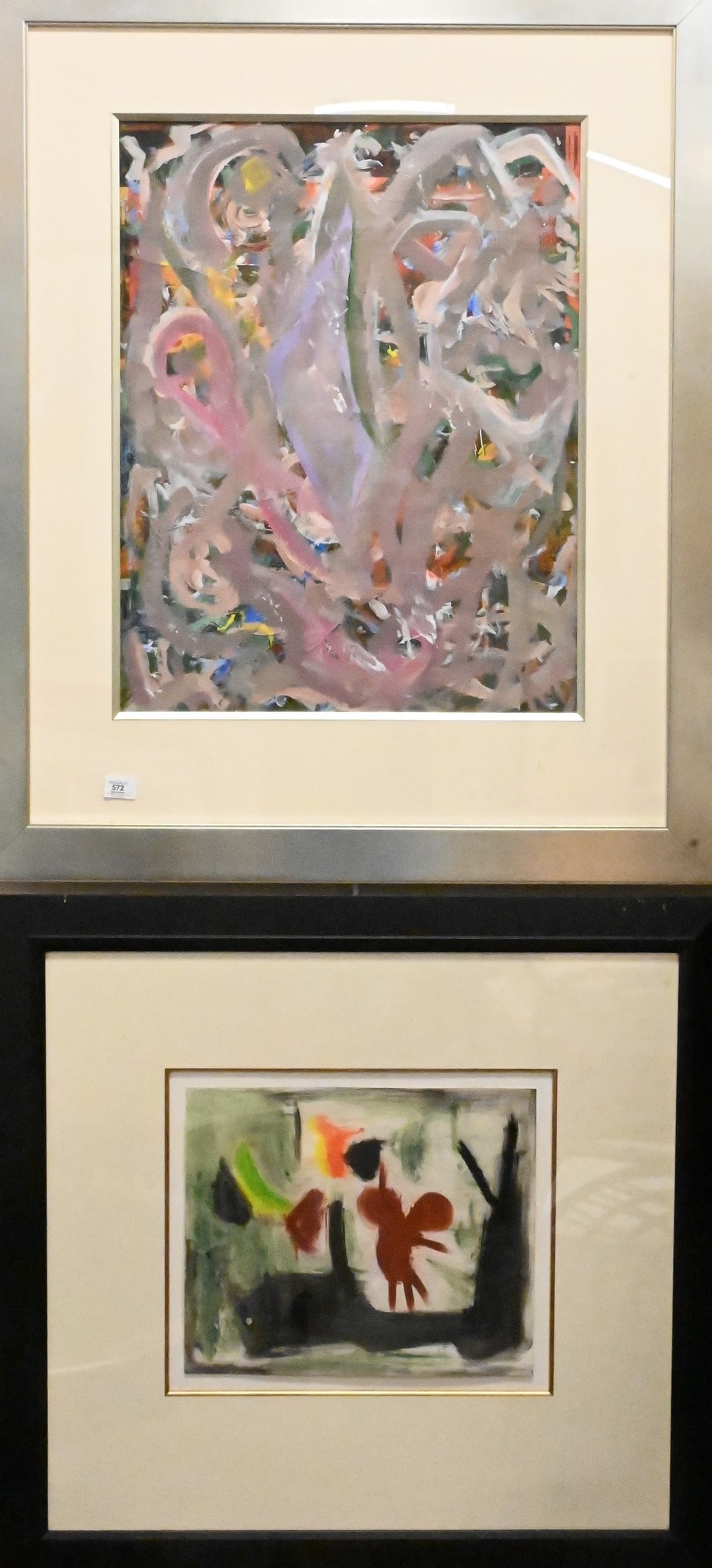 Three Framed Pieces: Three Framed Pieces to include Rose Kuper (American 1888-1987) Abstraction Mixed media on paper Signed lower right "Kuper" Provenance: Bonhams Skinner, Boston, Massachusetts 27" x 21" Robert D. Kaufma