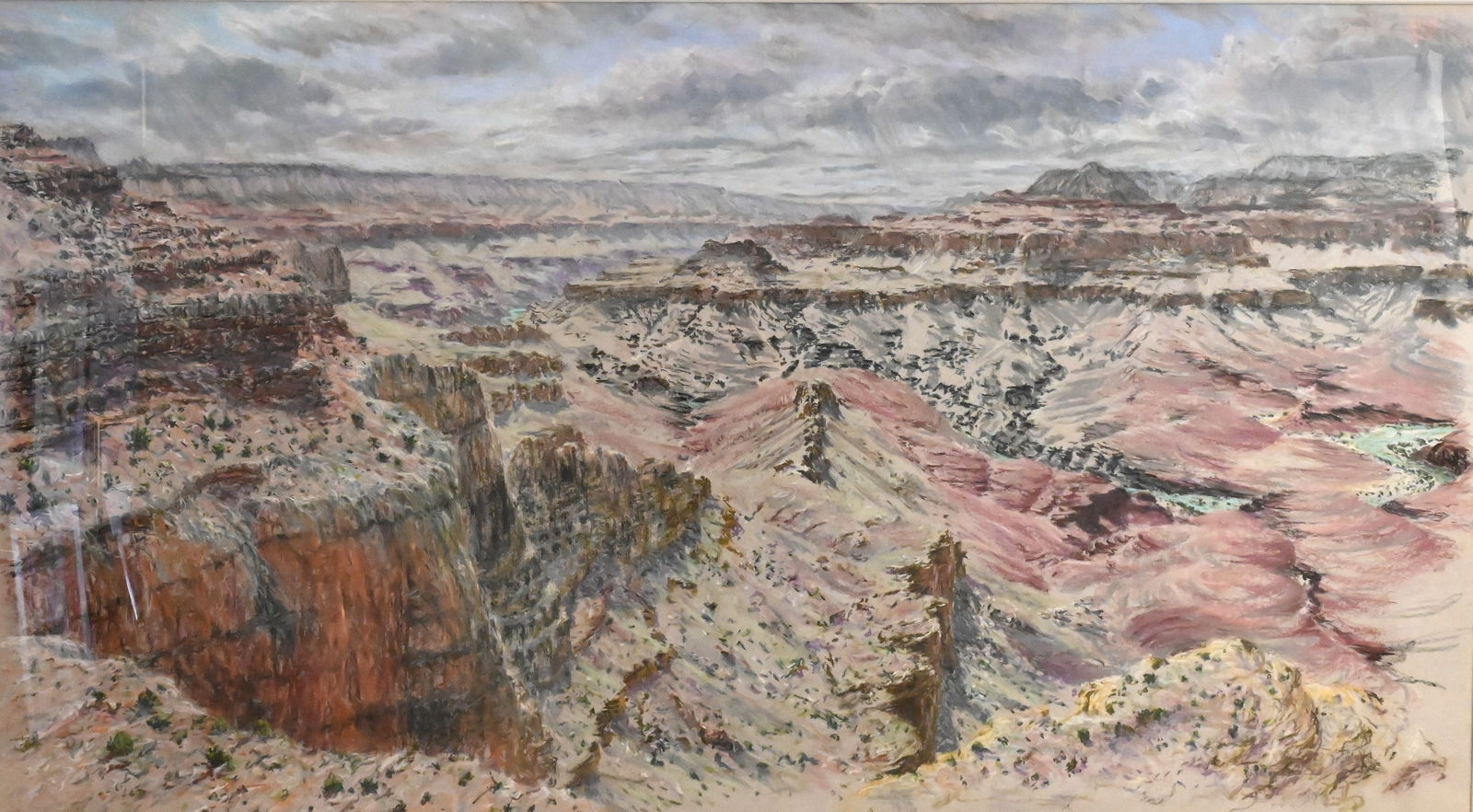 Daniel Morper (American 1944-2016): Daniel Morper (American 1944-2016) Grand Canyon Landscape Pastel on paper Signed and dated lower right Morper 1982 45" x 81" Provenance: Stroock & Stroock & Lavan Condition: Overall good condition, Th
