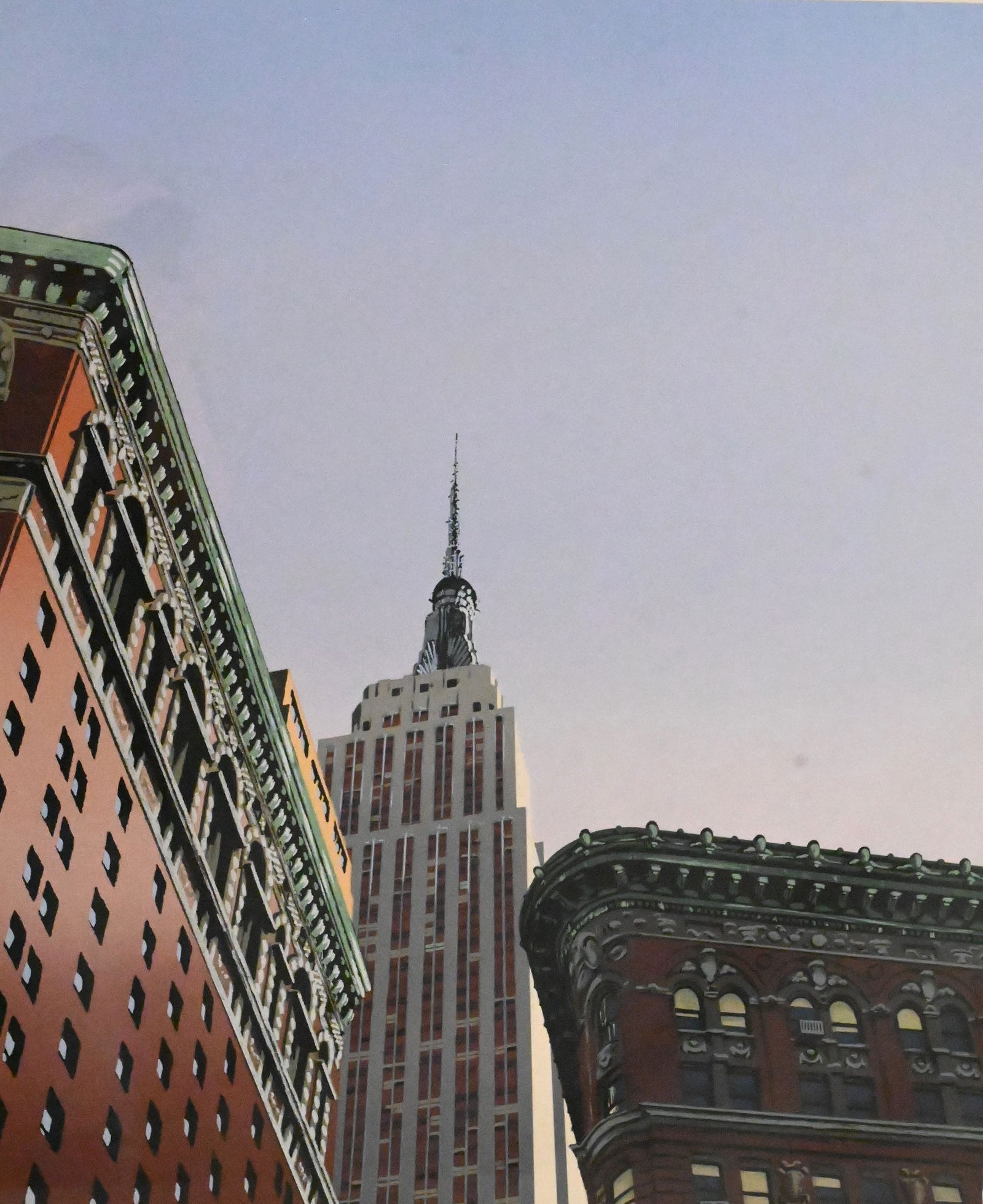 Daniel Morper (American 1944-2016): Daniel Morper (American 1944-2016) Empire State Building, 1983 Colored lithograph, edition 19/100 Pencil signed and dated lower right 32" x 26" Provenance: Stroock & Stroock & Lavan Condition: Overall