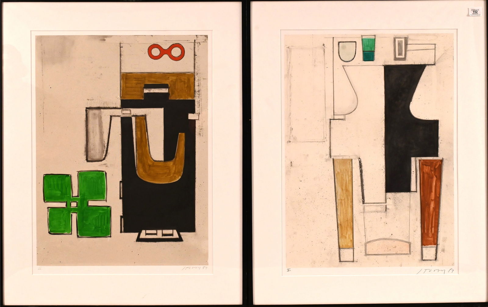 Two: David Storey (American B.1948): Two: David Storey (American B.1948) "Untitled V", 1987 Monotype Signed and dated lower right David Storey '87 34 1/2" x 25 1/2" "Untitled" 1987 Signed and dated lower right David Storey '87 34 1/4" x