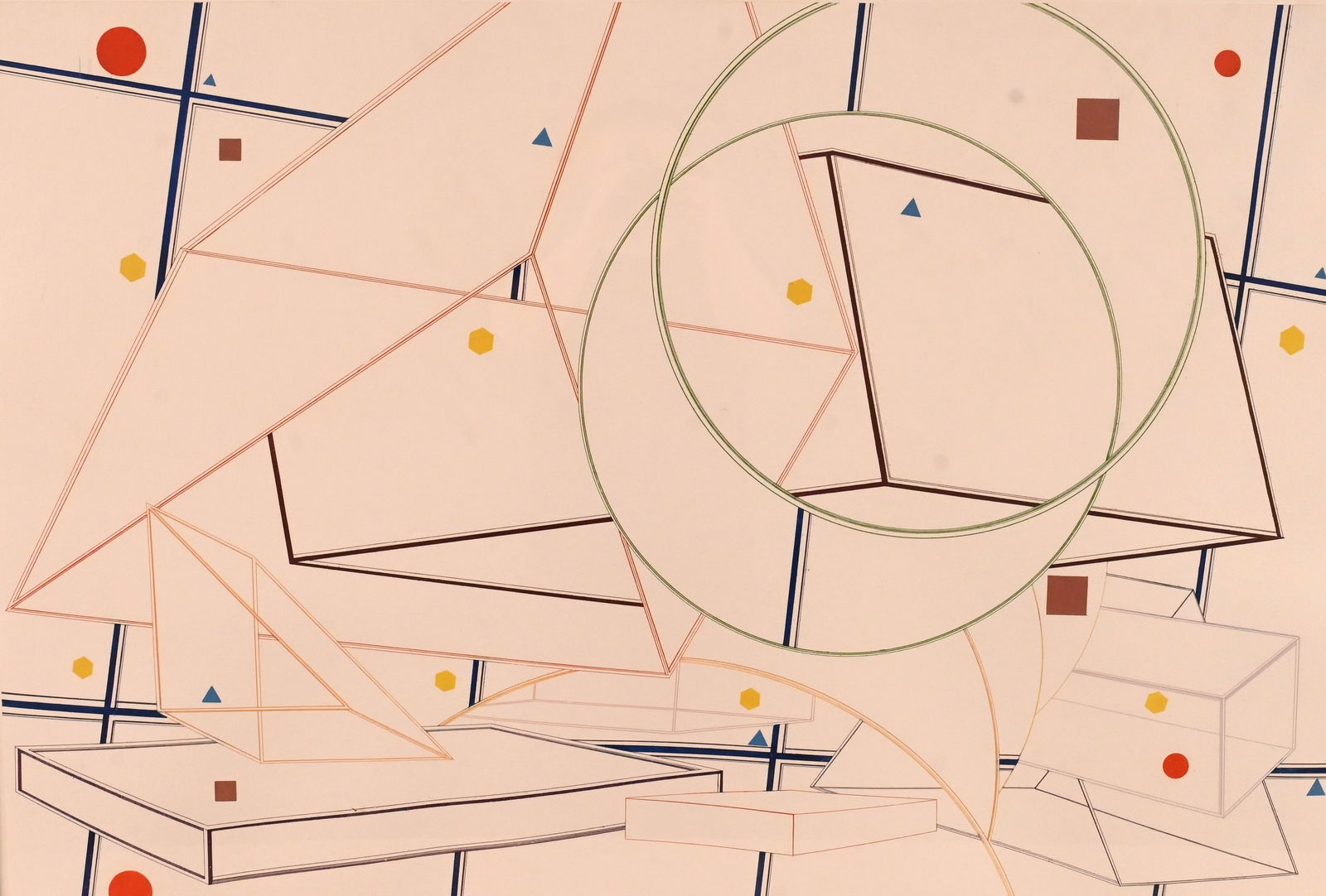 Al Held (American 1928-2005): Al Held (American 1928-2005) "Stone Ridge #6", 1984 Color etching, edition 22/50 Signed and dated verso Published by Pace Editions, New York 26 3/4" x 39" Provenance: Stroock & Stroock & Lavan Conditi