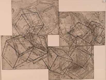 Mel Bochner (American B.1940): Mel Bochner (American B.1940) "Fourth Quartet", 1988 Aquatint etching, edition V/X AP 20" x 15" each Provenance: Stroock & Stroock & Lavan Condition: Overall good condition, some undulation to paper T