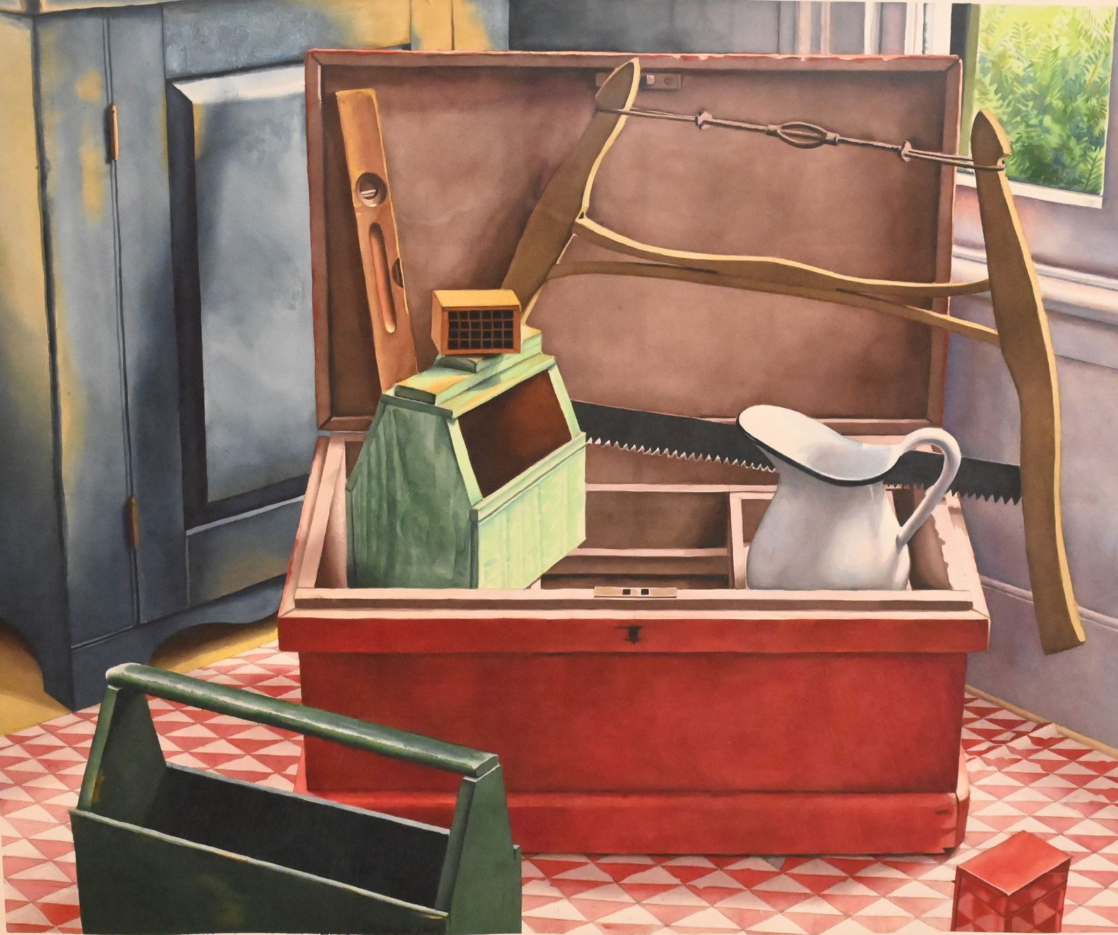 Nancy Hagin (American B.1940): Nancy Hagin (American B.1940) "Sawteeth", 1989 Watercolor on paper Signed and dated lower center N.Hagin '89 42" x 50" Provenance: Fischbach Gallery, New York Stroock & Stroock & Lavan Condition: Stap