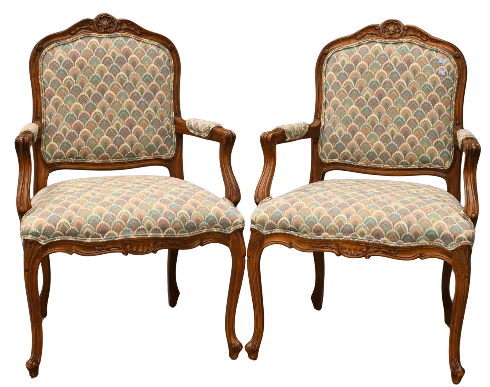 Pair of Louis XV Style Fauteuil: Pair of Louis XV Style Fauteuil having custom upholstery height 40 inches