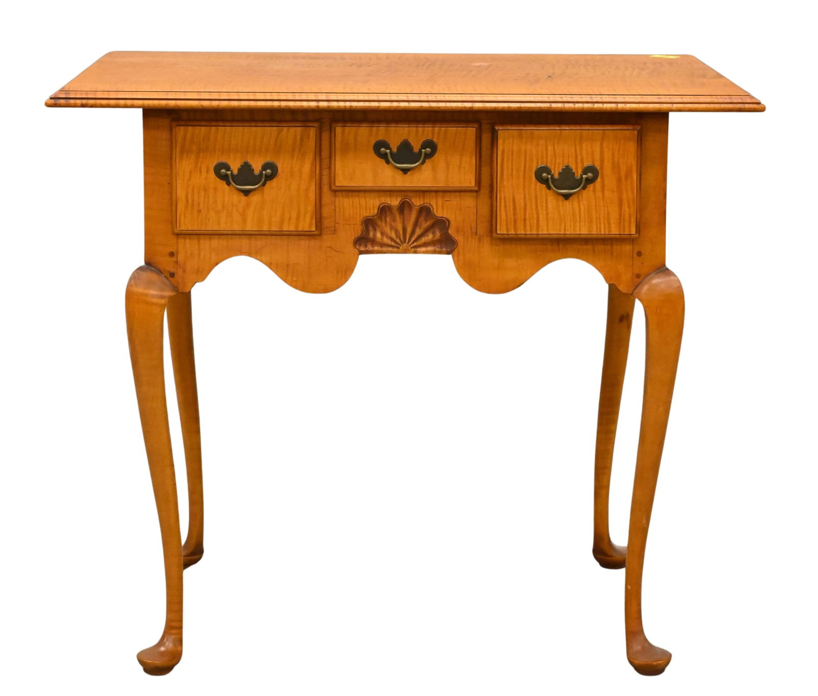 Eldred Wheeler Tiger Maple Lowboy: Eldred Wheeler Tiger Maple Queen Anne Style Lowboy height 27 1/2 inches, top 19" x 31 1/2"