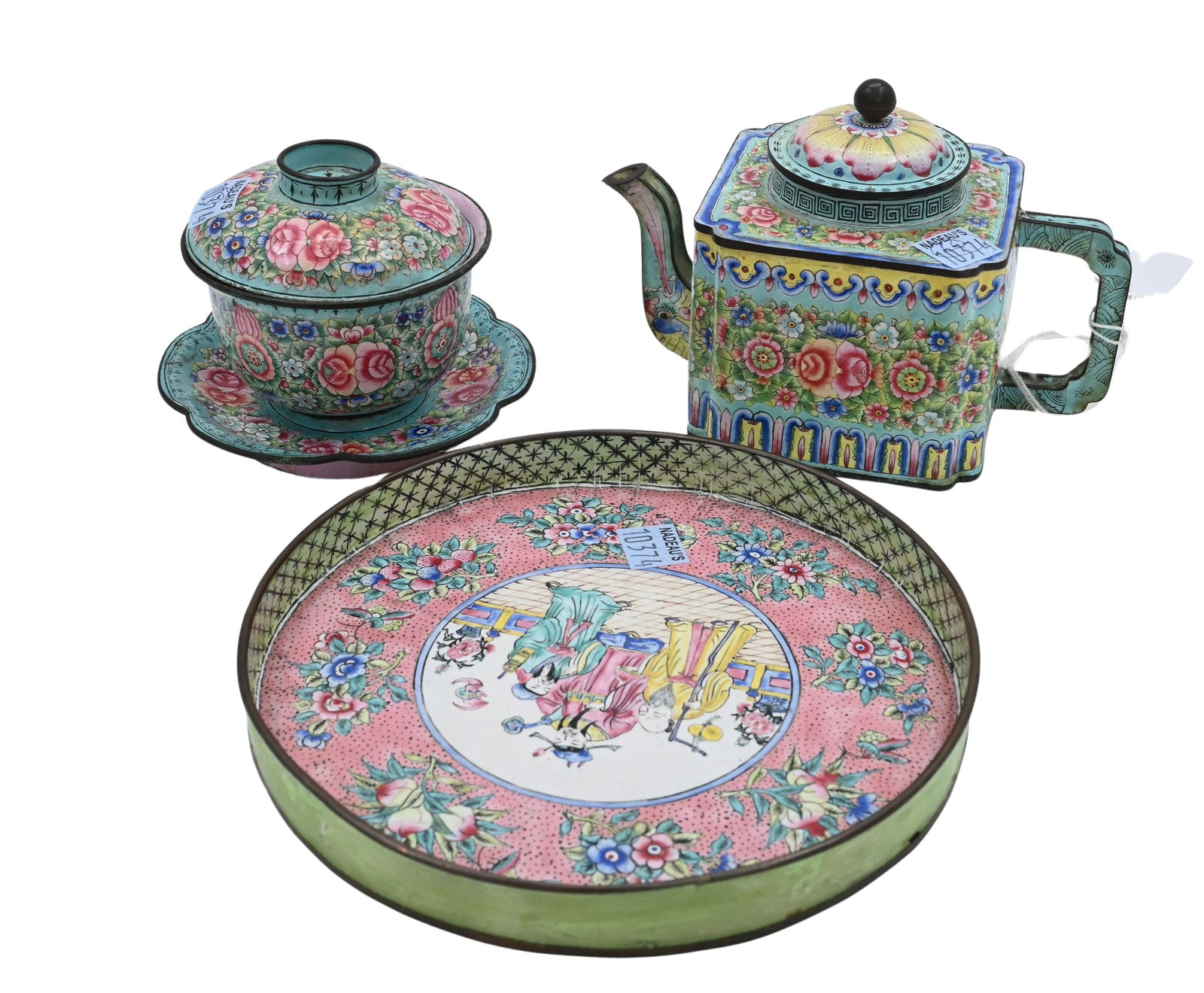 Four Piece Chinese Enamel Peking Group (1 of 5)
