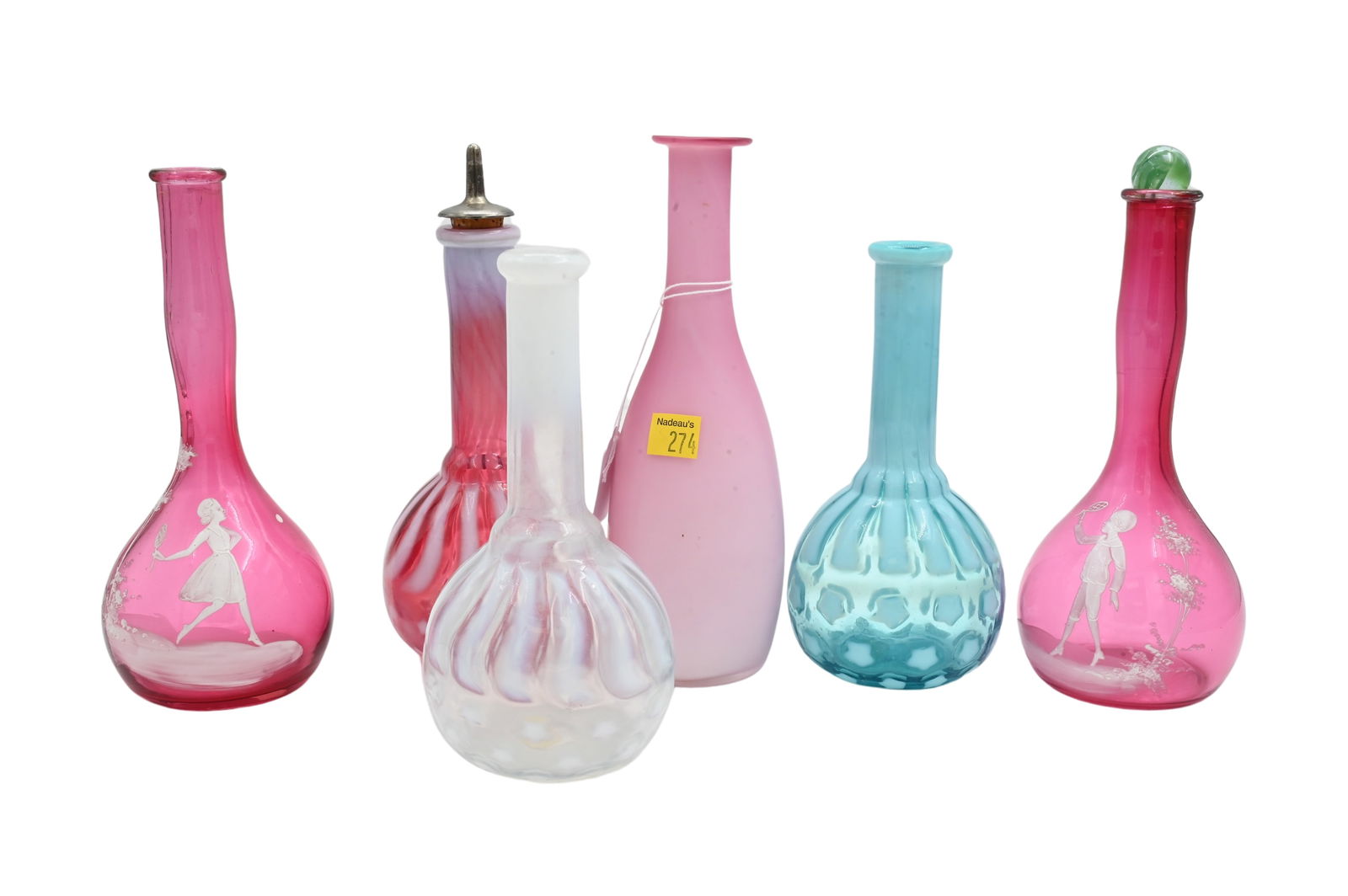 Six Art Glass Barber Bottles (1 of 5)
