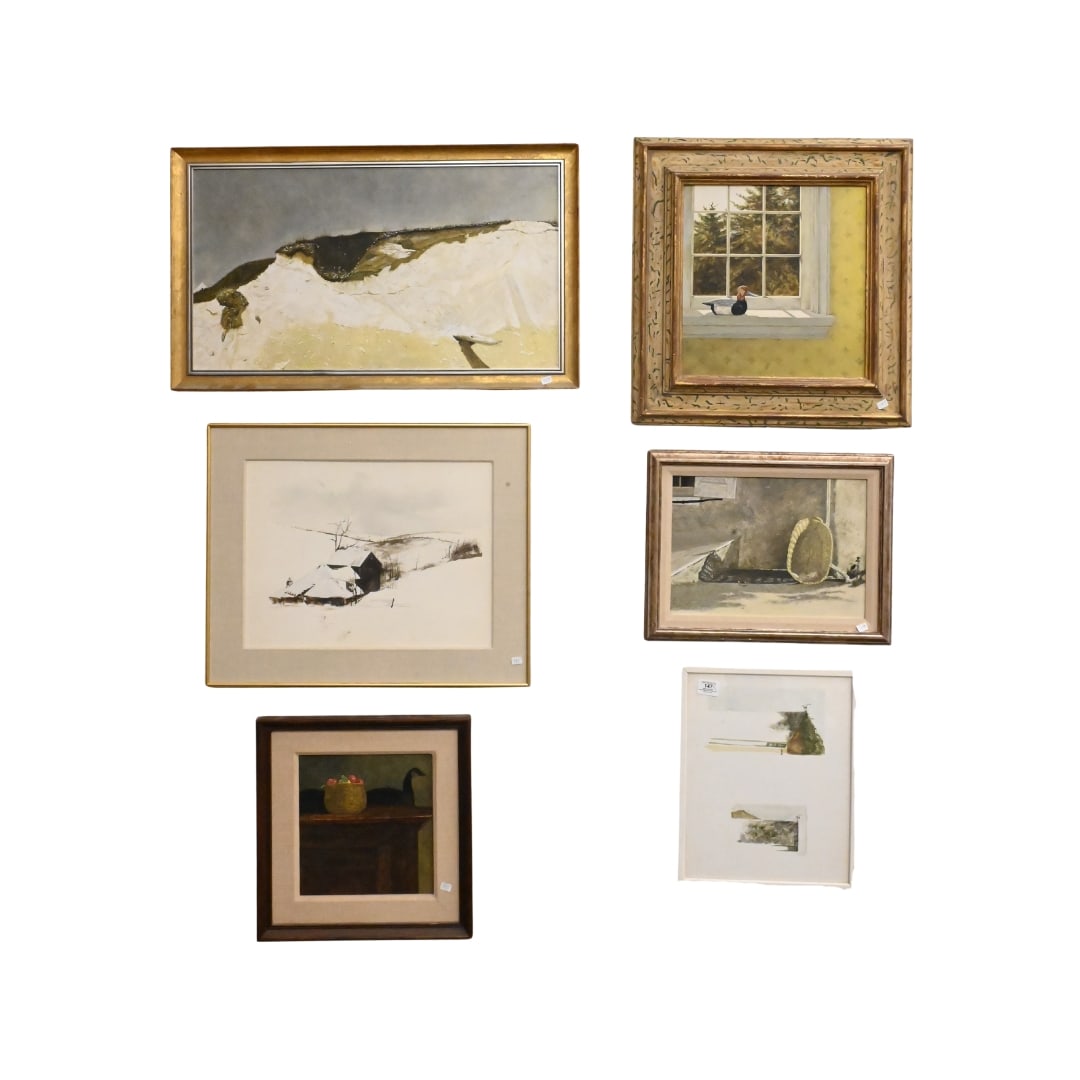 Group of Six Framed Pieces After Andrew Wyeth (1 of 6)