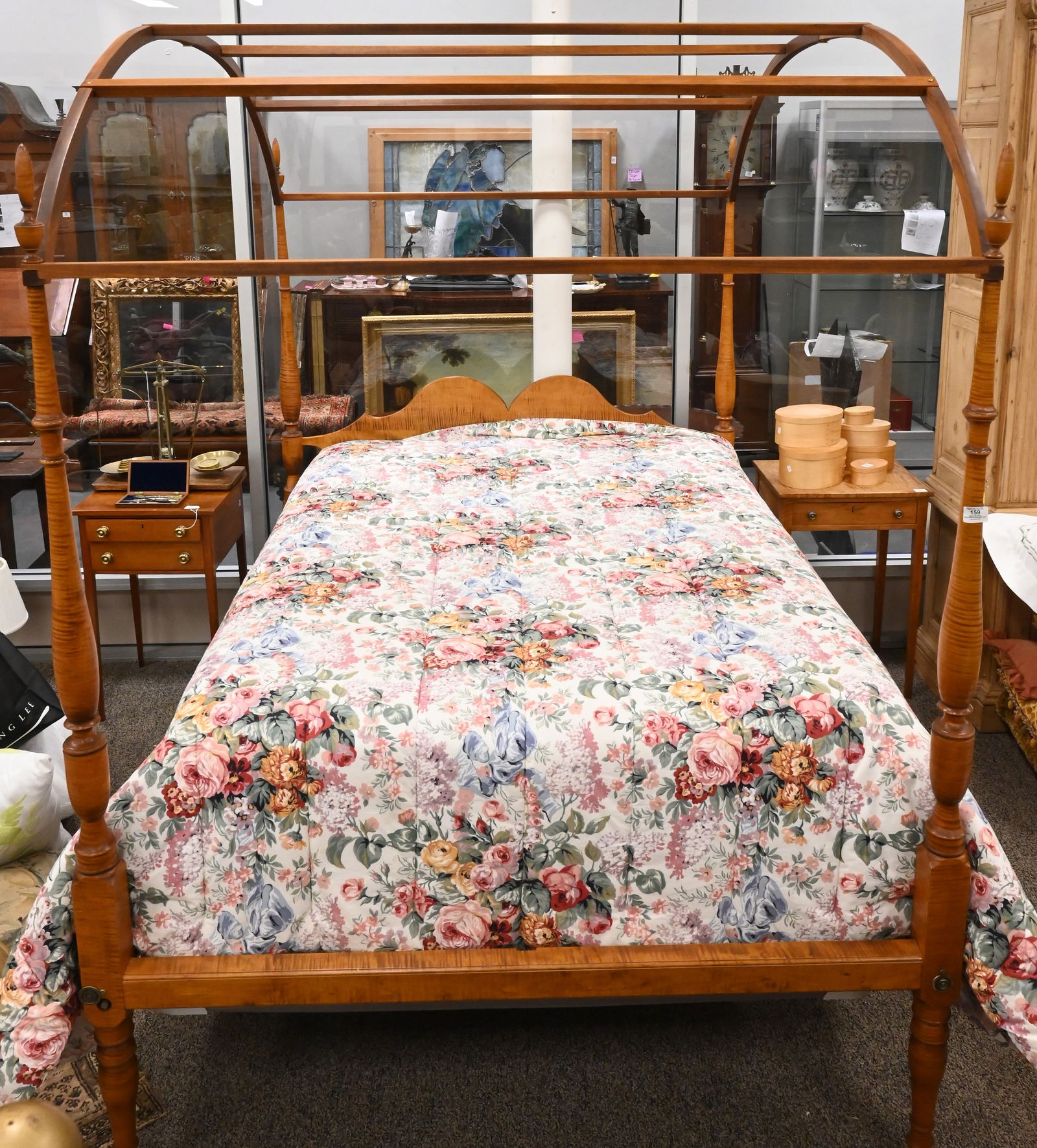 D.R. Dimes Four Post Tiger Maple Queen Size Bed (1 of 3)