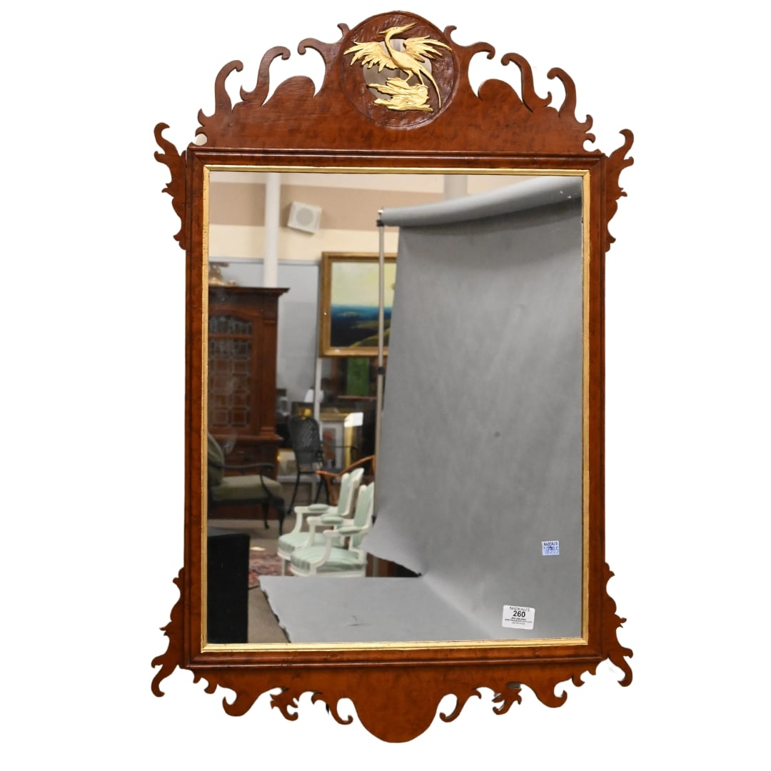 Chippendale Style Birdseye Maple Mirror having Gilt Eagle (1 of 5)