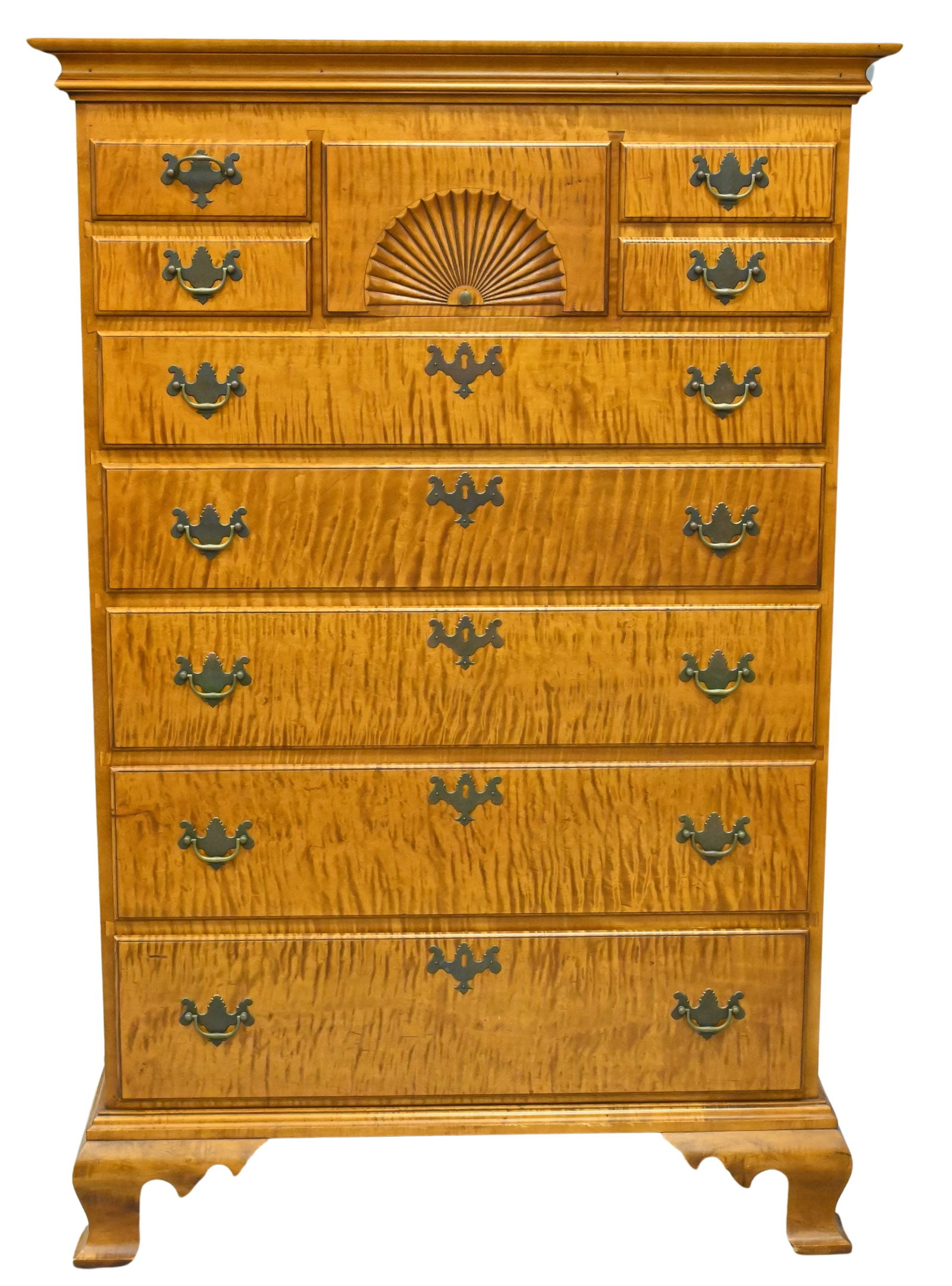 Eldred Wheeler Tiger Maple Chippendale Style Tall Chest (1 of 5)