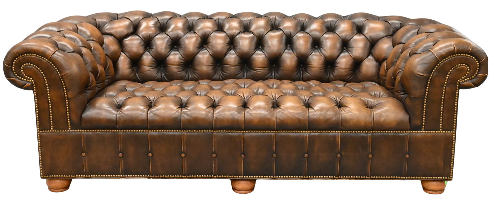 Chesterfield Style Brown Leather Sofa (1 of 6)