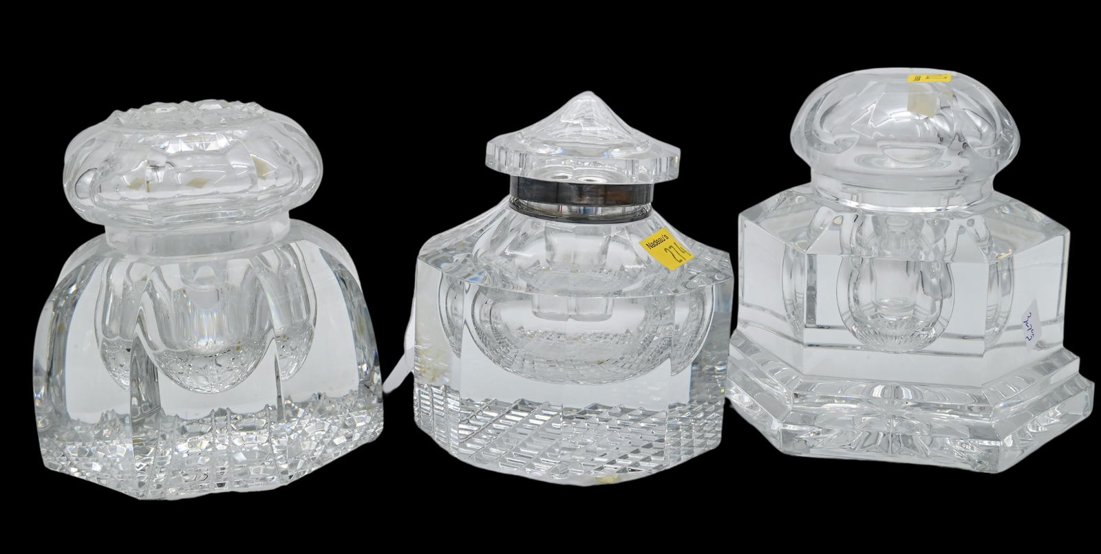 Three Large Baccarat Crystal Inkwells (1 of 5)