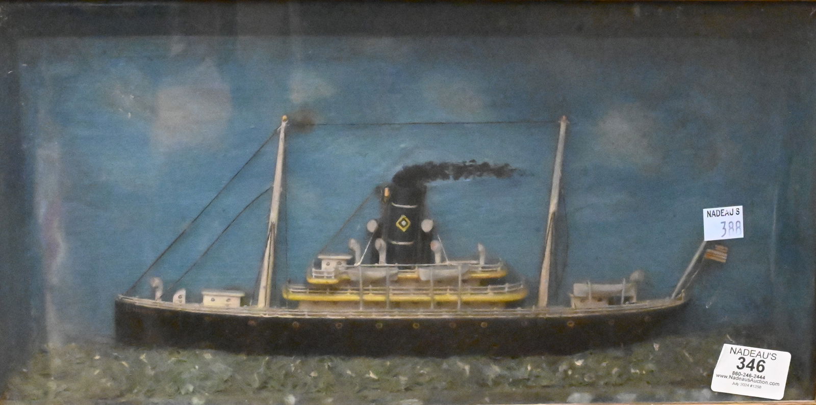 Small American Union Steam Ship in Shadow Box Frame (1 of 5)