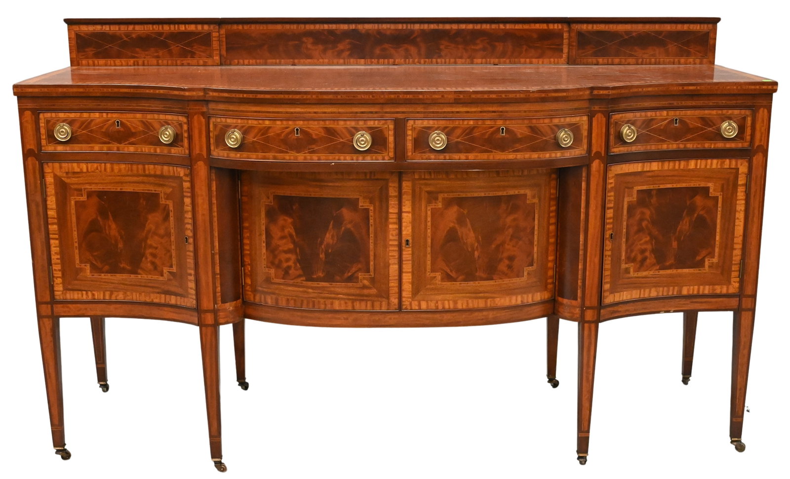 Federal Style Mahogany Inlaid Sideboard: Federal Style Mahogany Inlaid Sideboard early 20th century, signed Paine Furniture Boston height 44 inches, top 24" x 72"