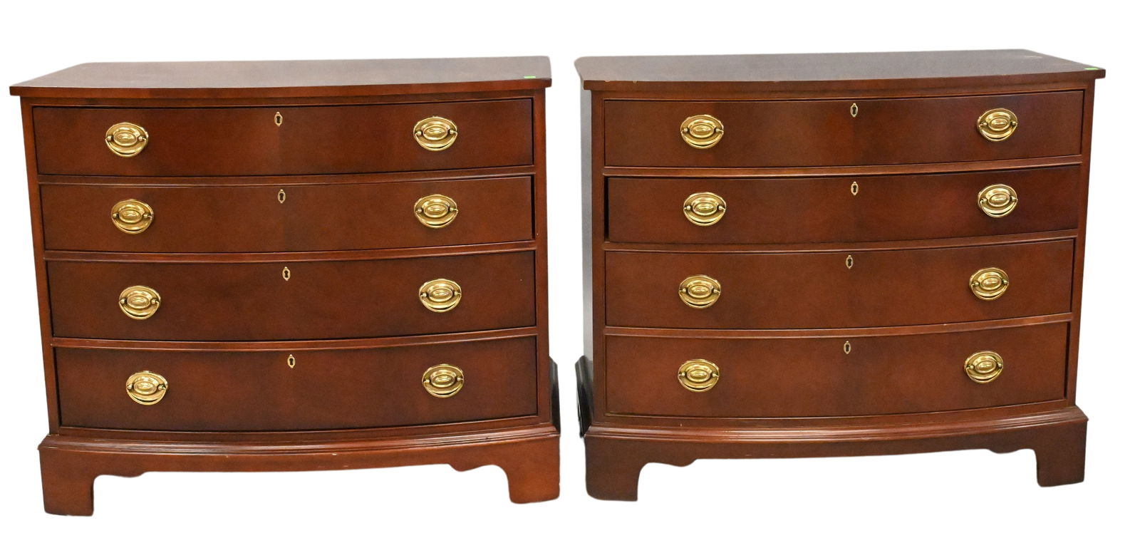 Pair of Ethan Allen Mahogany Bow Front Chests (1 of 4)