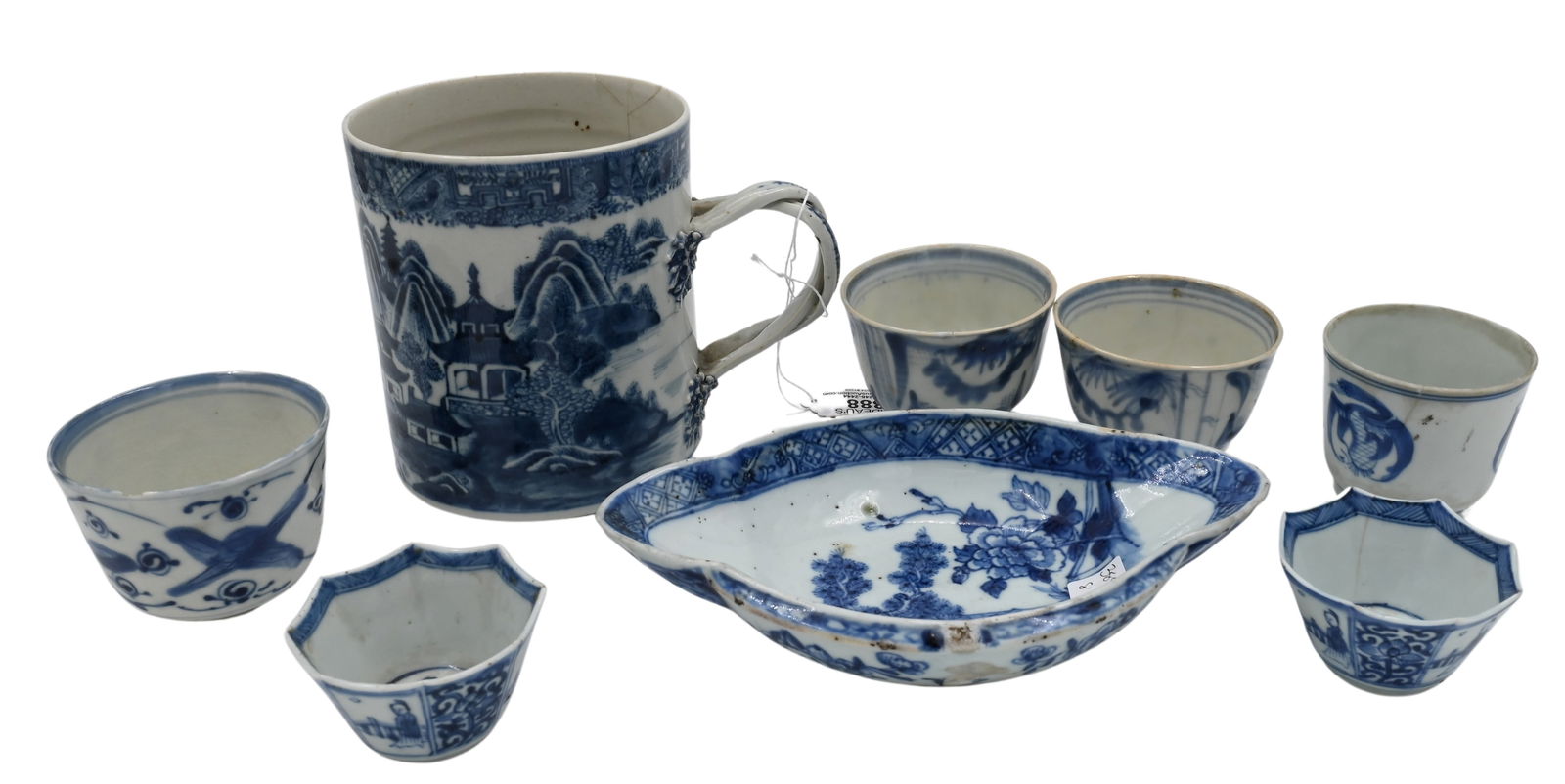Small Group of Eight Chinese Blue and White Porcelain (1 of 6)