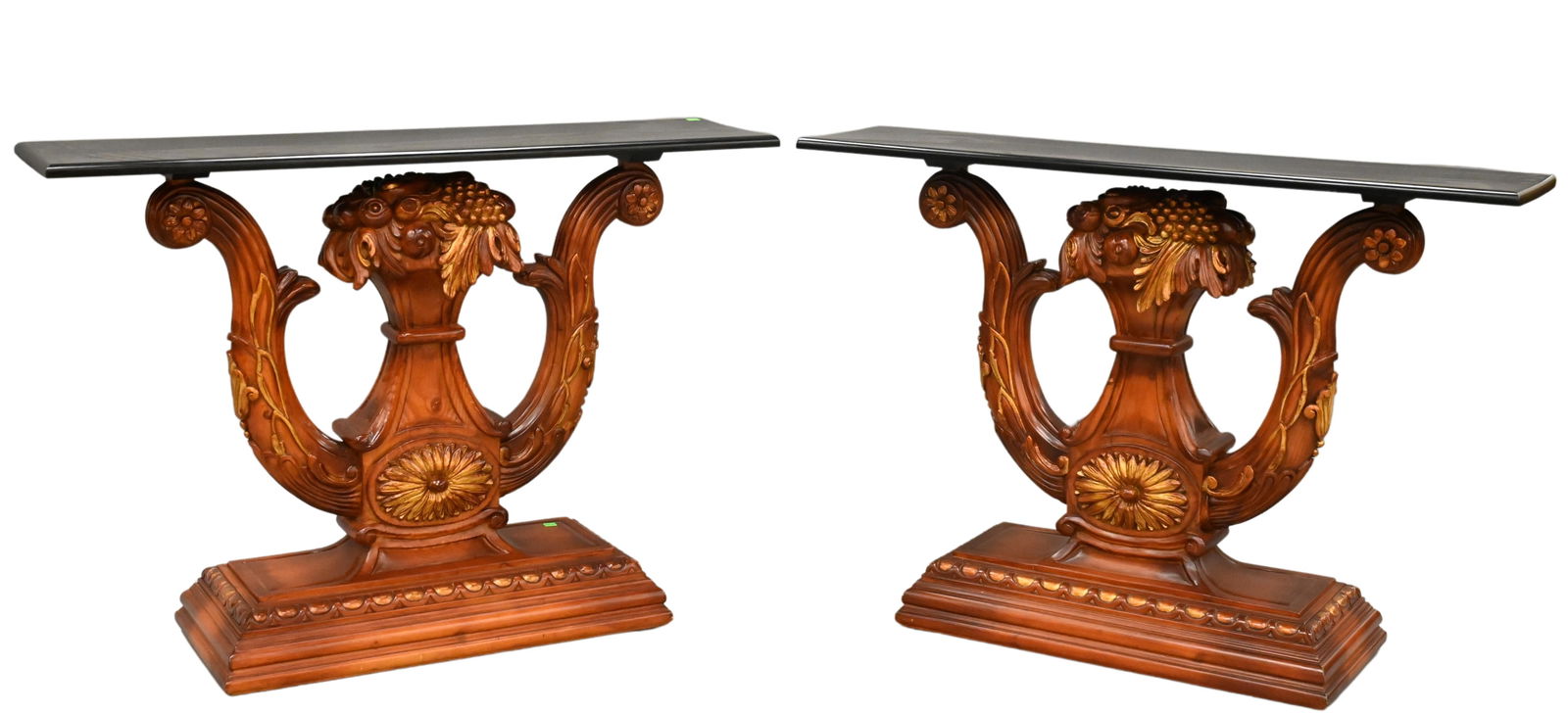 Pair of Contemporary Console Tables: Pair of Contemporary Console Tables height 30 1/2 inches, top 11" x 44"