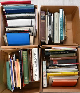 Four Box Lots of Art Reference and Coffee Table Books: Four Box Lots of Art Reference and Coffee Table Books to include Ancestors in Silhouette by Emily Jackson, 1920 Jacob Eichholtz 1776-1842 by Rebecca J. Beal, 1969 Robert Field by Harry Piers, 1927 Rob