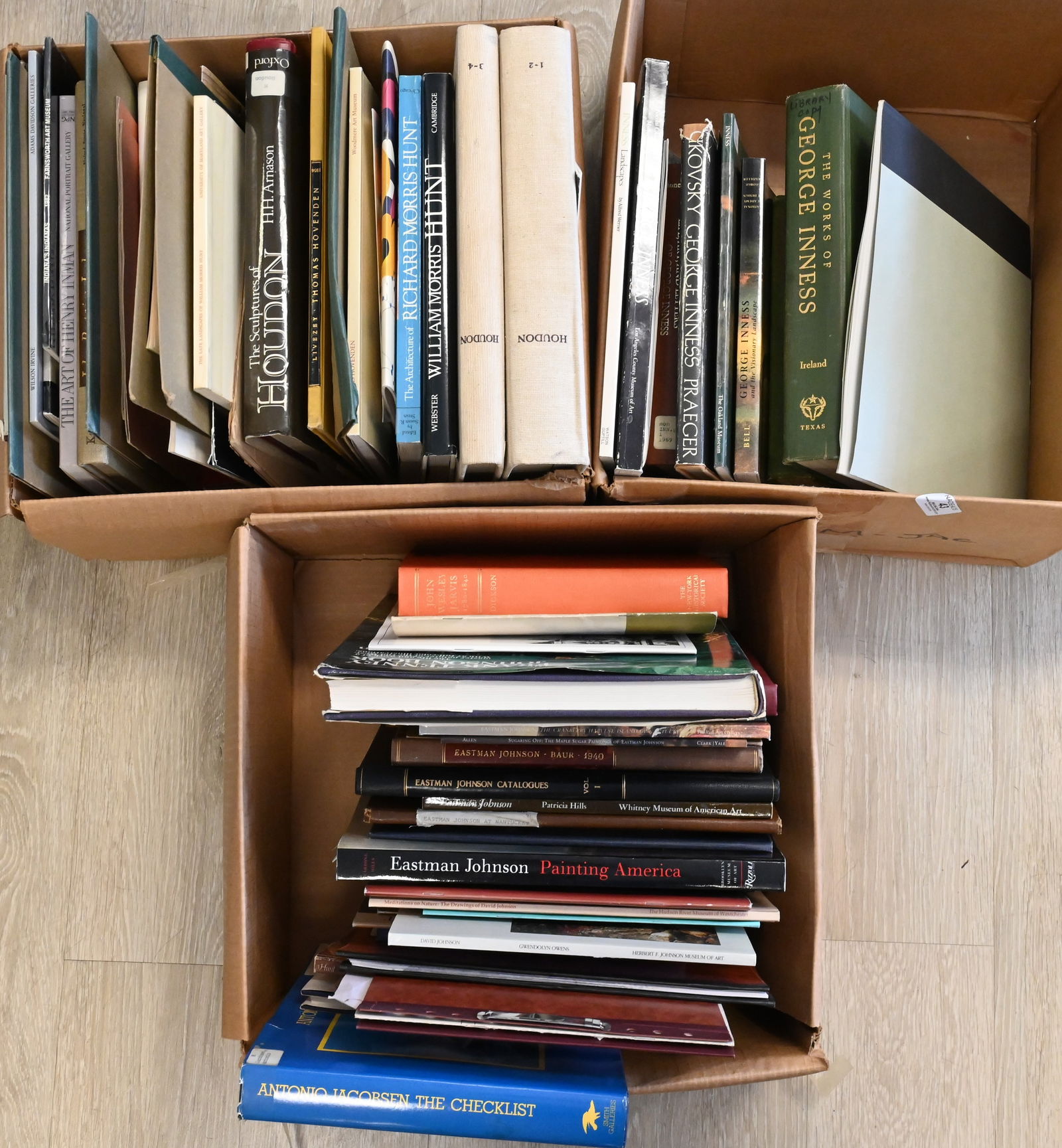 Three Box Lots of Art Reference Books Featuring Inness, Houdon, and Richard Hunt (1 of 6)