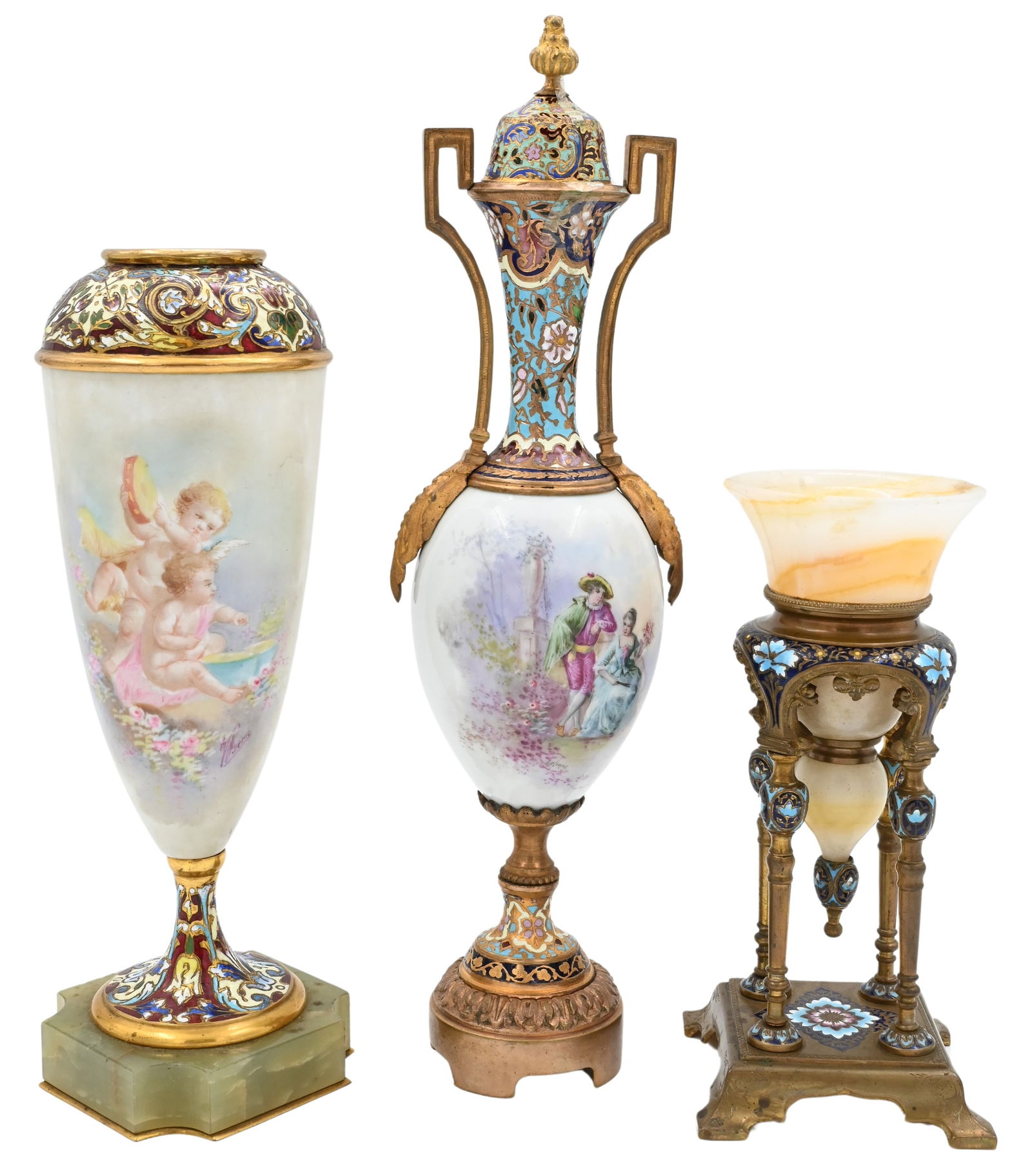 Three French Sevres Style Champleve Enamel Vases (1 of 8)