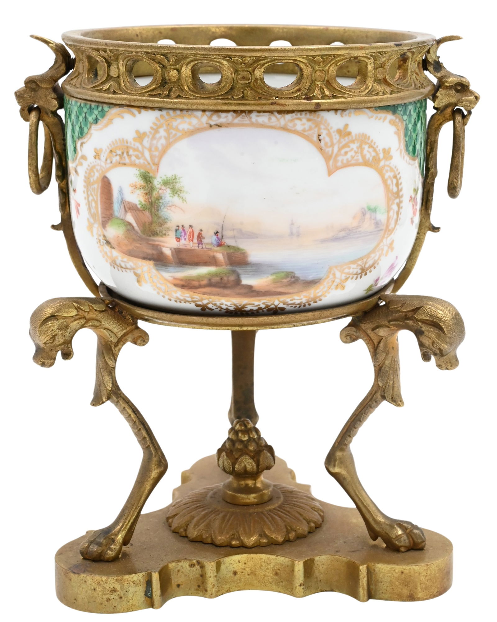 Export Porcelain and Ormolu Mounted Centerpiece Gilt Bowl (1 of 5)