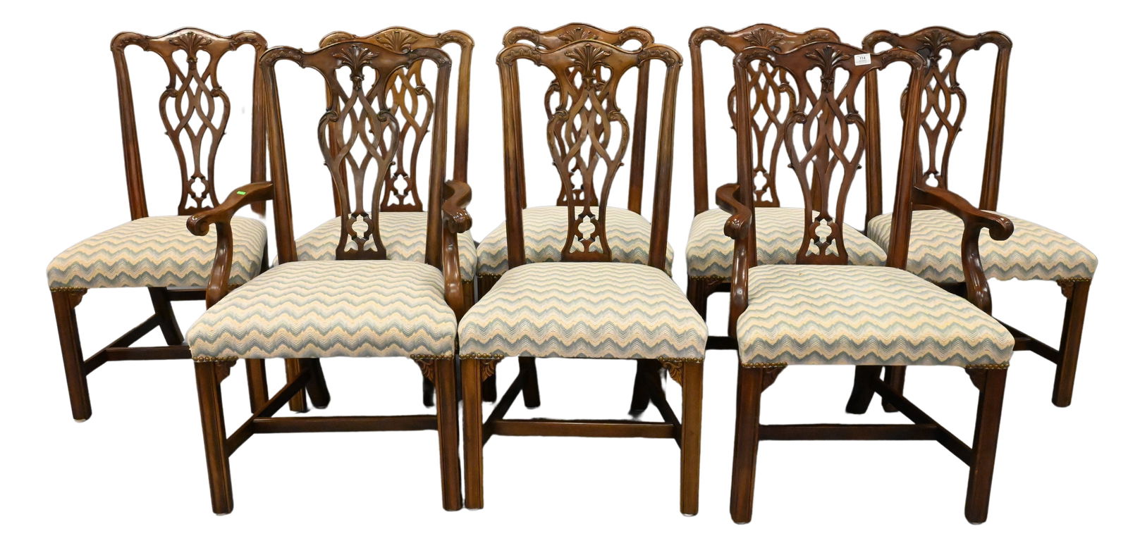 Set of Eight Mahogany Chippendale Style Dining Chairs (1 of 6)