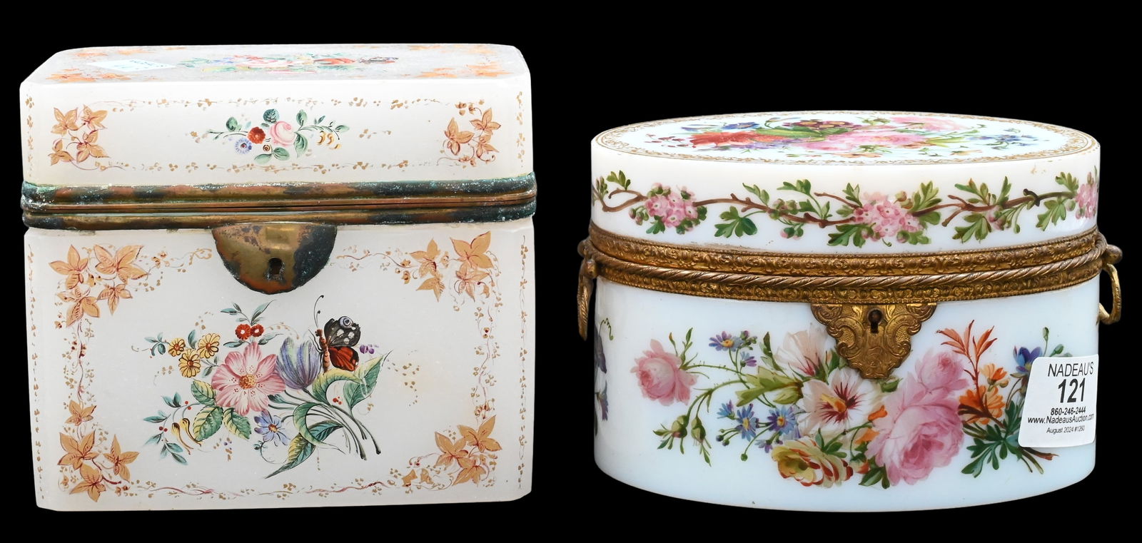 Two French Style Opaline Glass Jewelry Boxes (1 of 6)