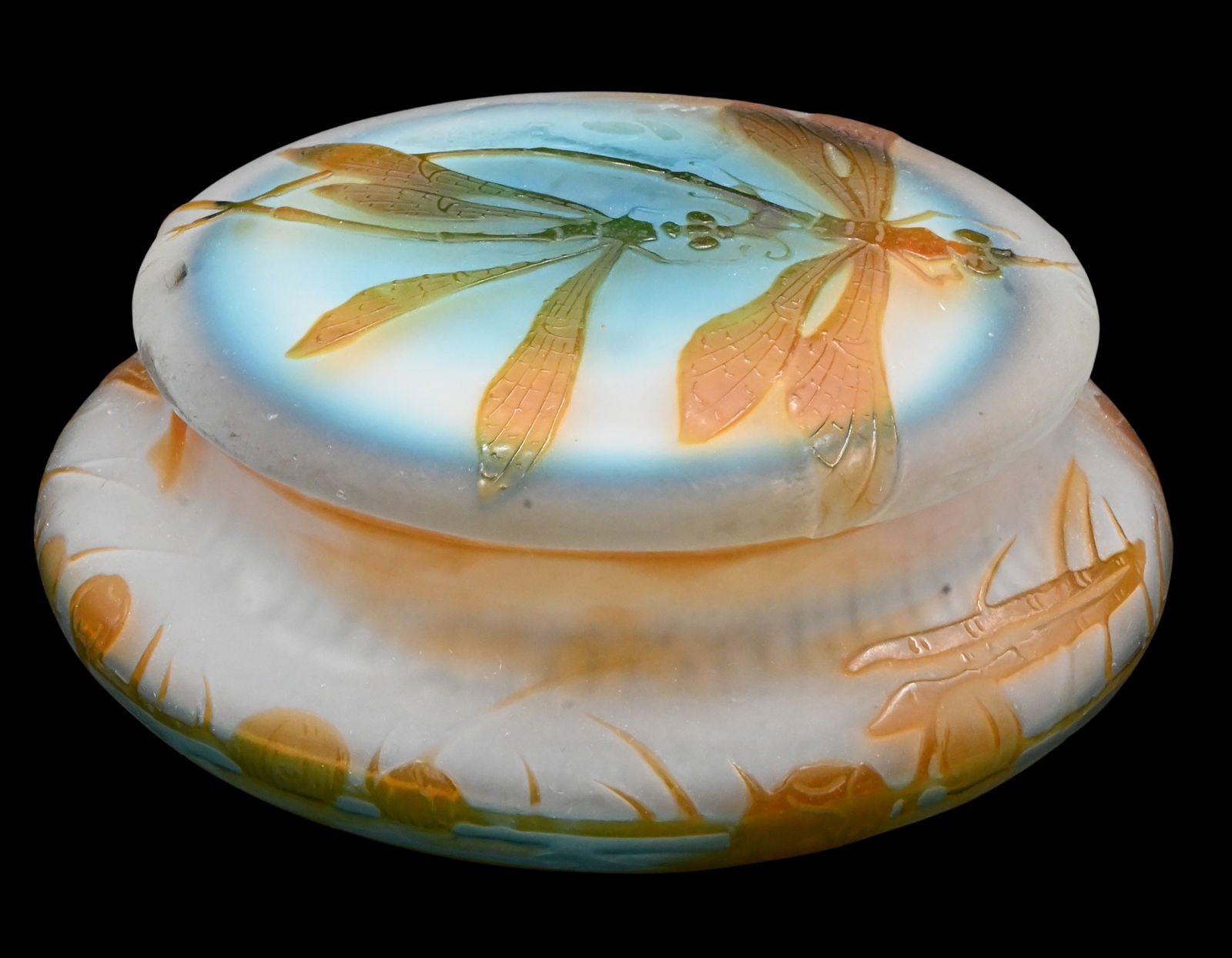 Galle Signed "Dragonfly" Covered Jar (1 of 5)