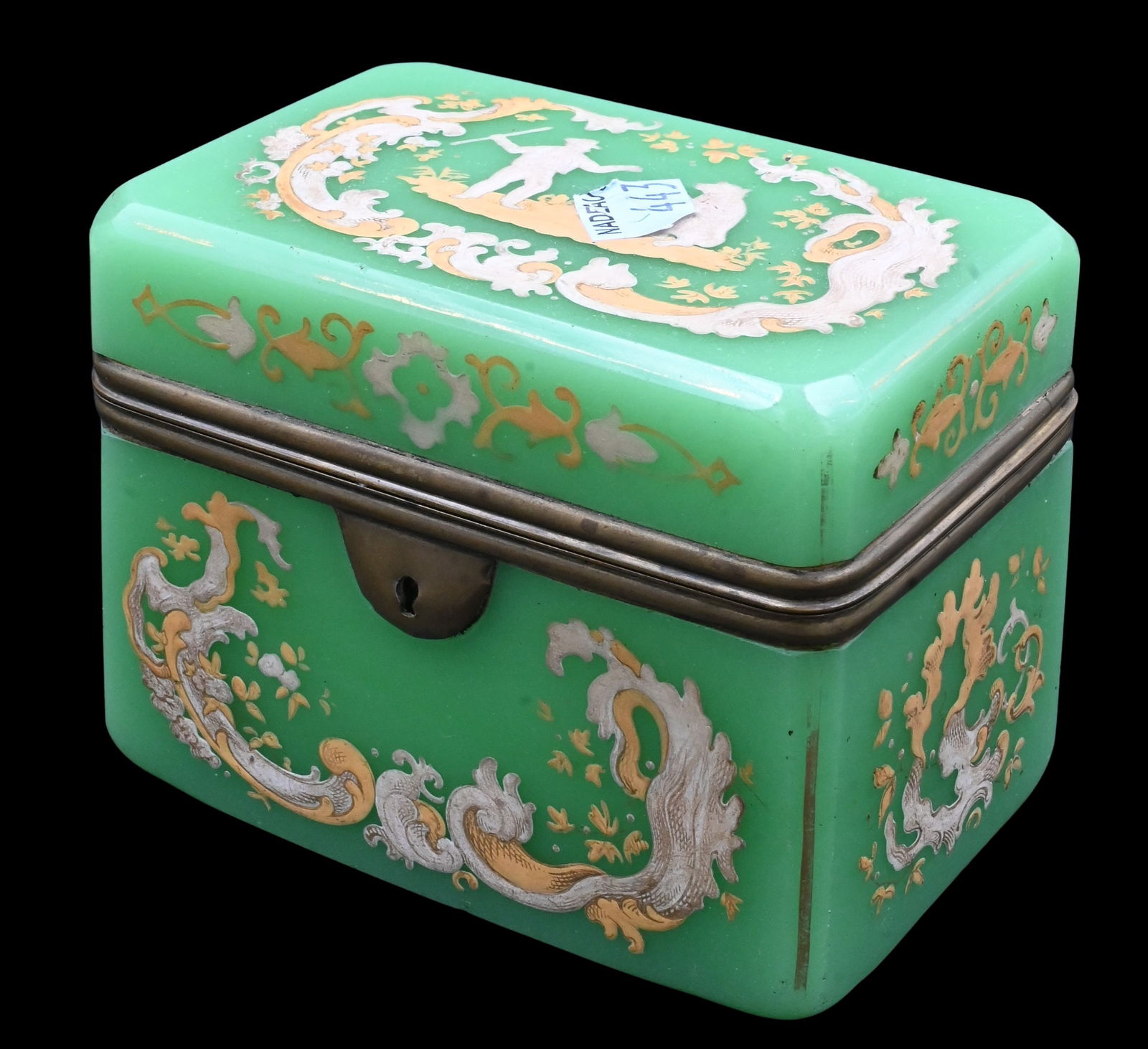 Jade Green Opaline Glass Jewelry Box (1 of 4)