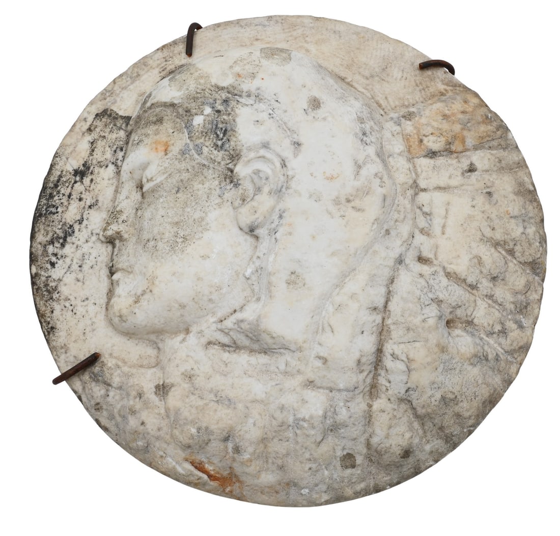Carved Marble Portrait Plaque having Female Head (1 of 6)