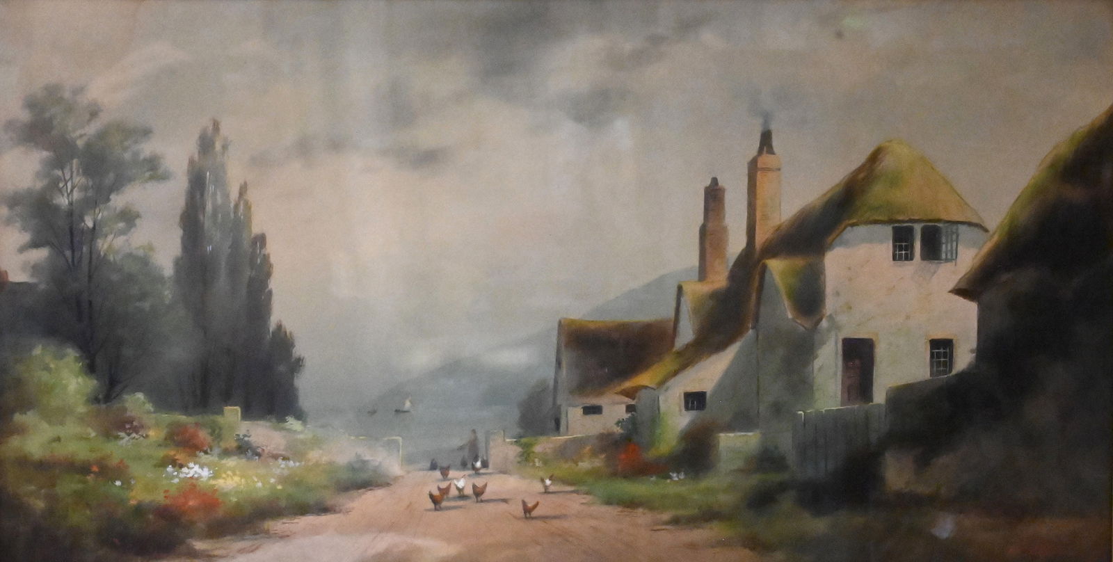 Watercolor Landscape of a Village by the Water (1 of 5)