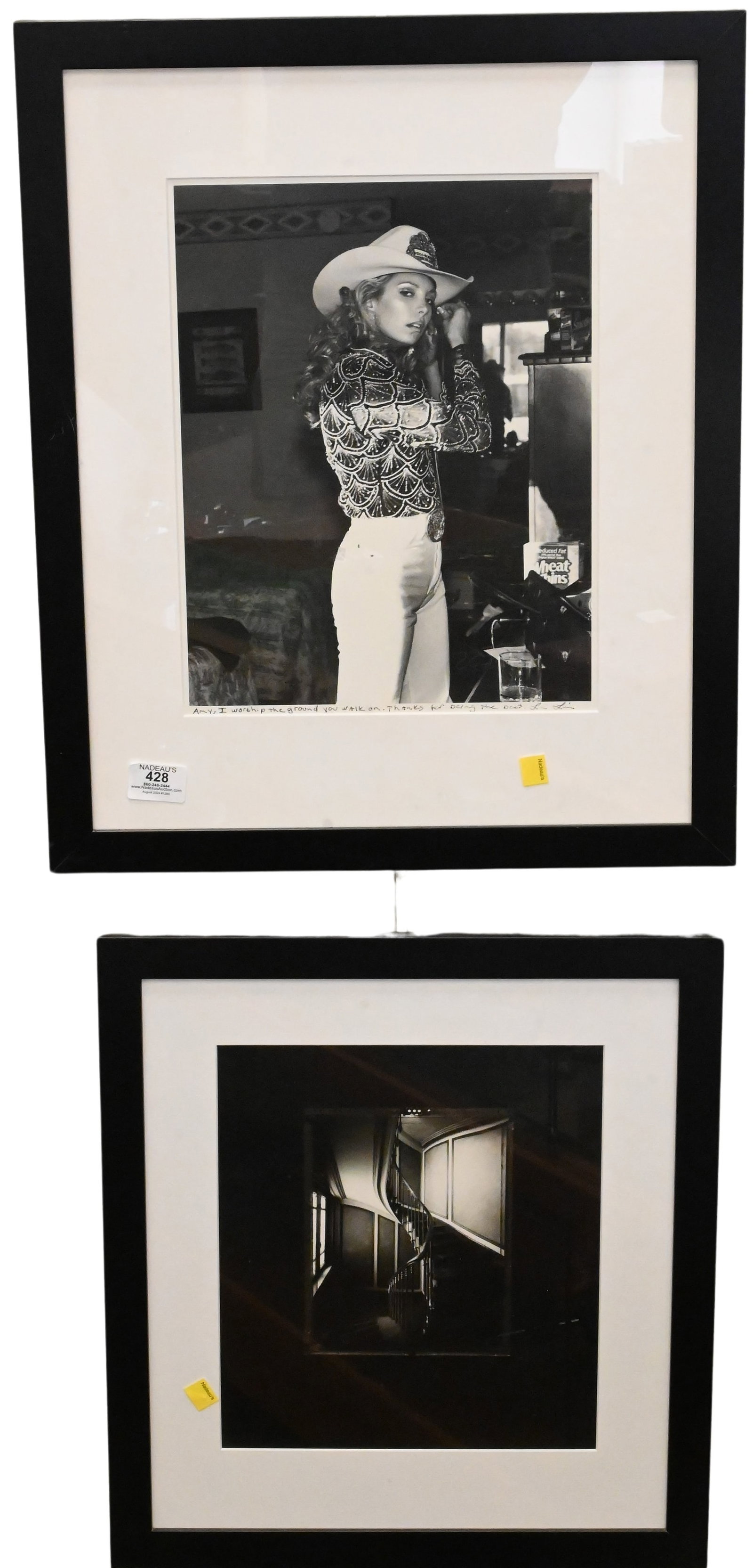 Seventeen Framed Photographs and Prints: Seventeen Framed Photographs and Prints to include Black and white "Miss Rodeo" signed illegibly lower right Women walking a chihuahua in New York City Semi nude woman putting on makeup Architectural 