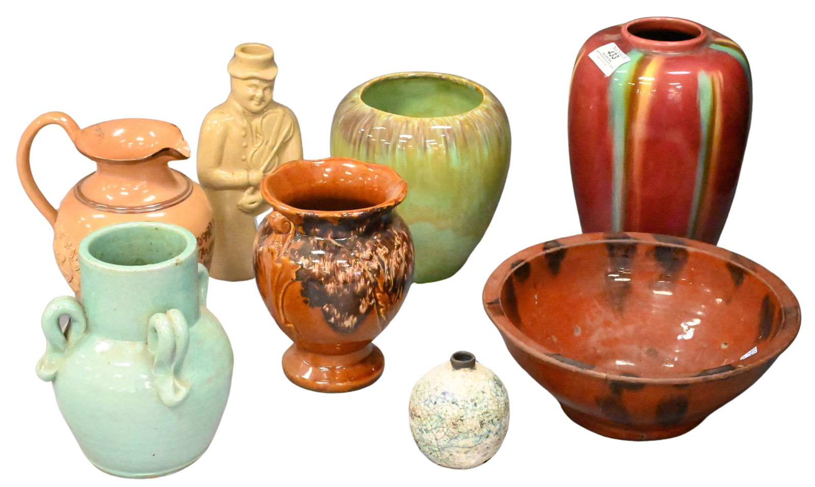 Eight Piece Pottery and Stoneware Lot (1 of 6)