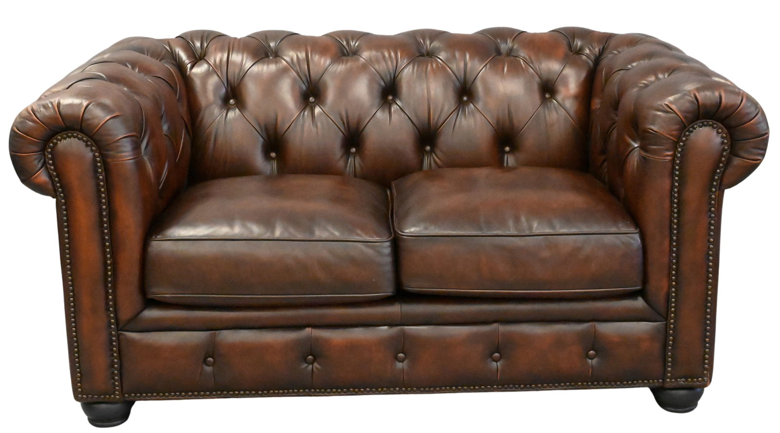 Chesterfield Style Leather Loveseat (1 of 5)