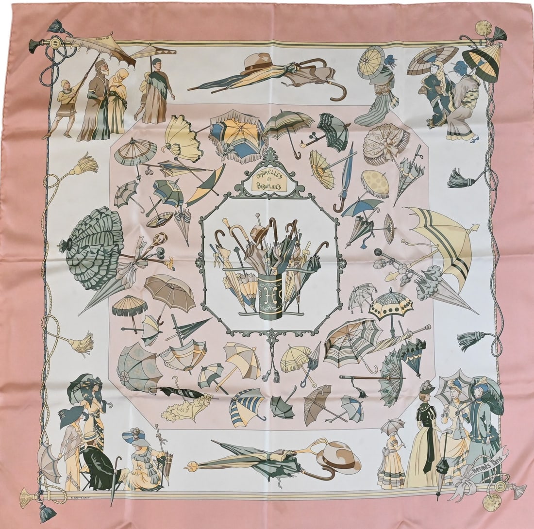 Hermes Paris "Ombrelles et Parapluies" Silk Scarf (1 of 5)