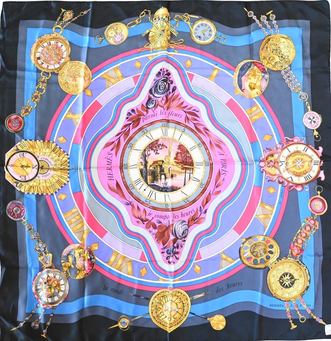 Hermes Paris "La Ronde des Heures" Silk Scarf (1 of 4)